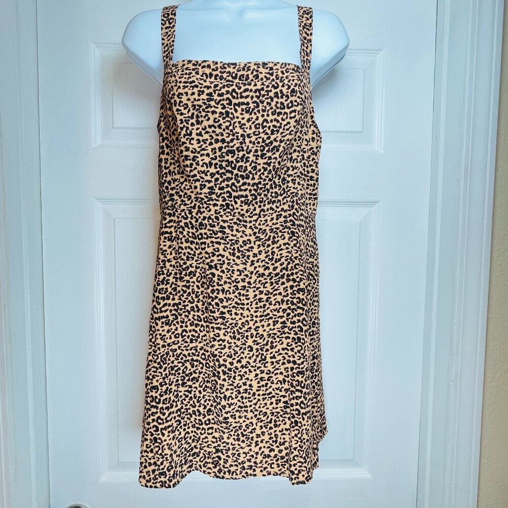BP. NWT Womens Small‎ Leopard Animal Print Slip Mini Dress Zipper Polyester